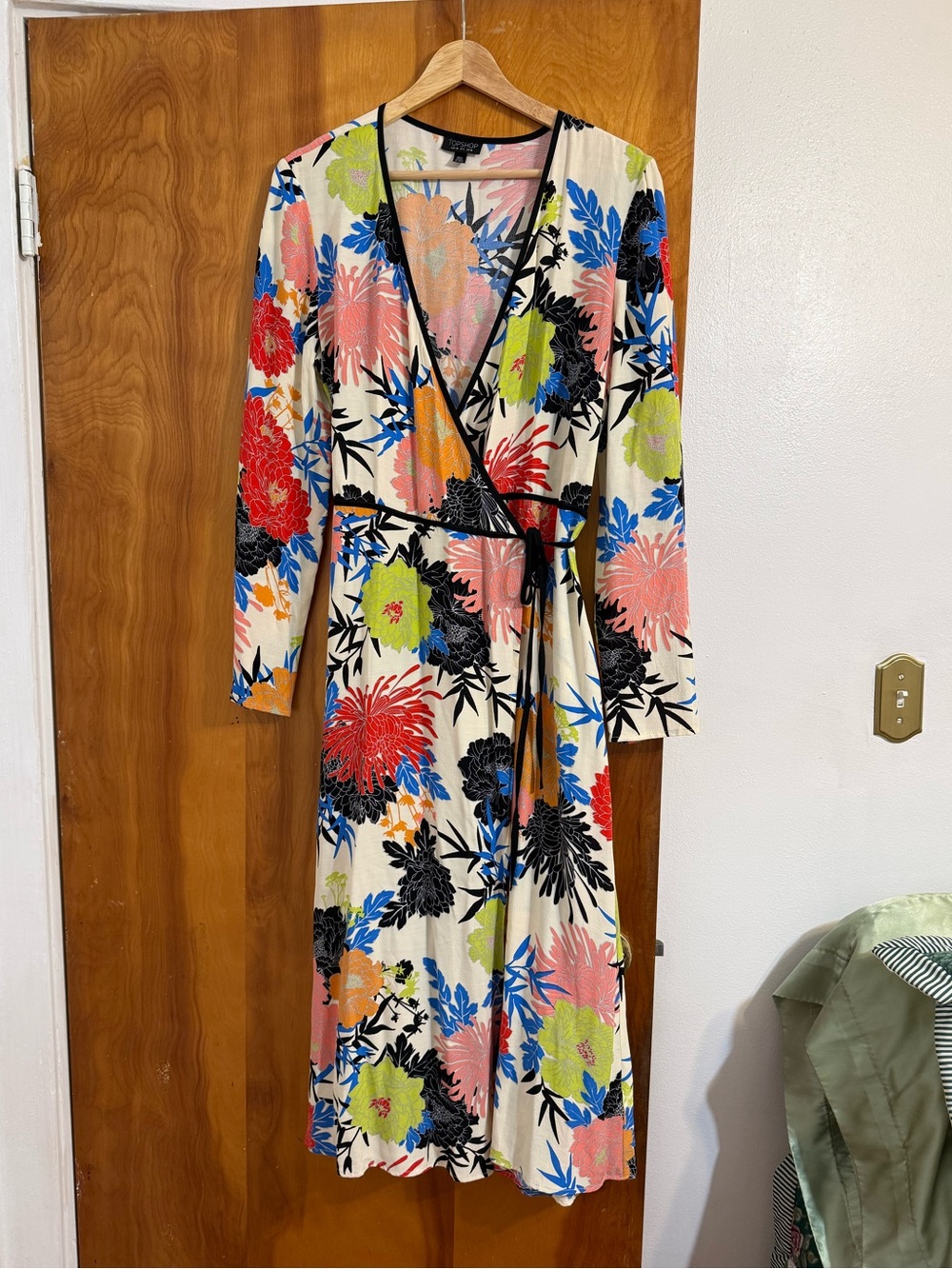 Topshop Floral Wrap Midi Dress